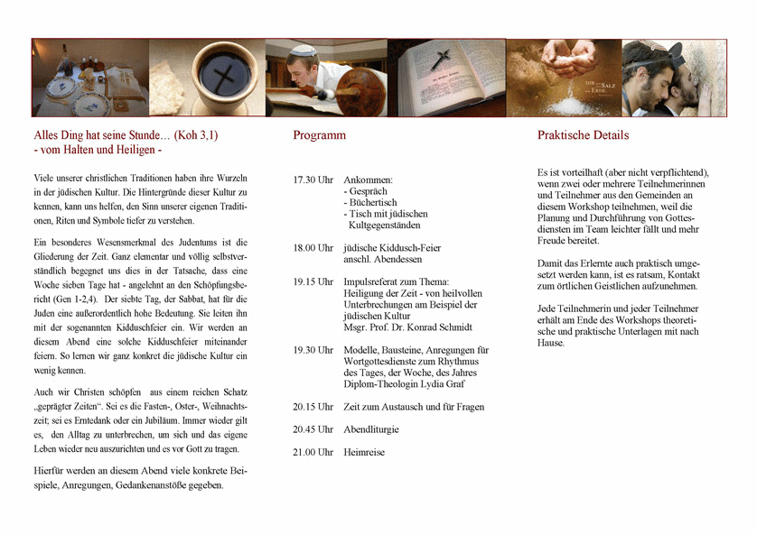 Flyer, Alles Ding hat seine Stunde - vom Halten und Heiligen